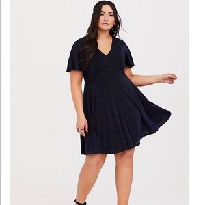 EUC- Torrid Blue Shimmer Flutter Skater Dress